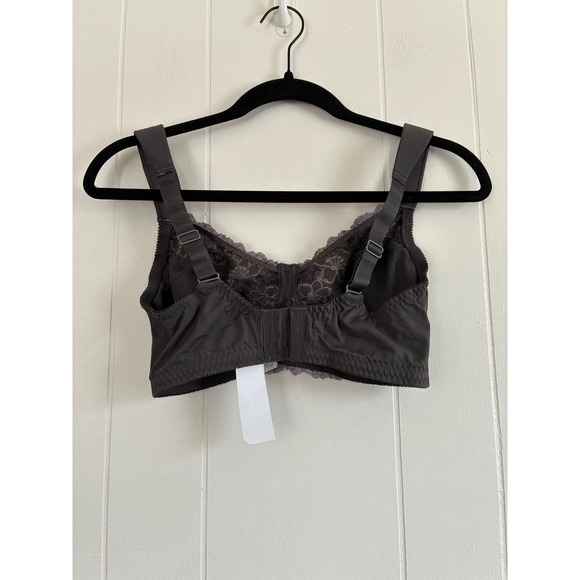 NWT Curve Muse Lingerie Full Coverage Support Bra Grey Purple Lace Trim US 34DDD - Picture 5 of 5